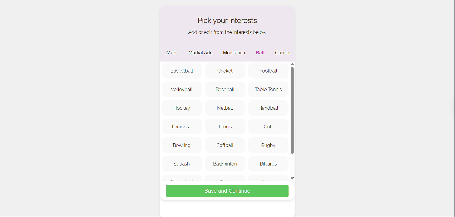 PeerFit v1 - interests