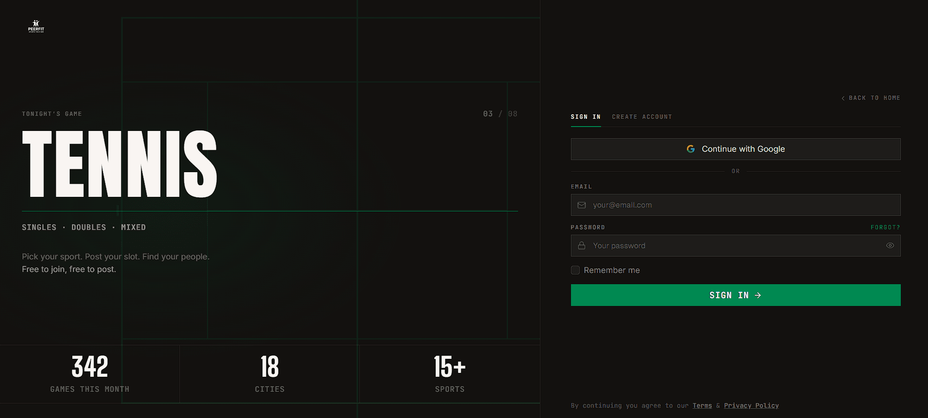 PeerFit v2 - login