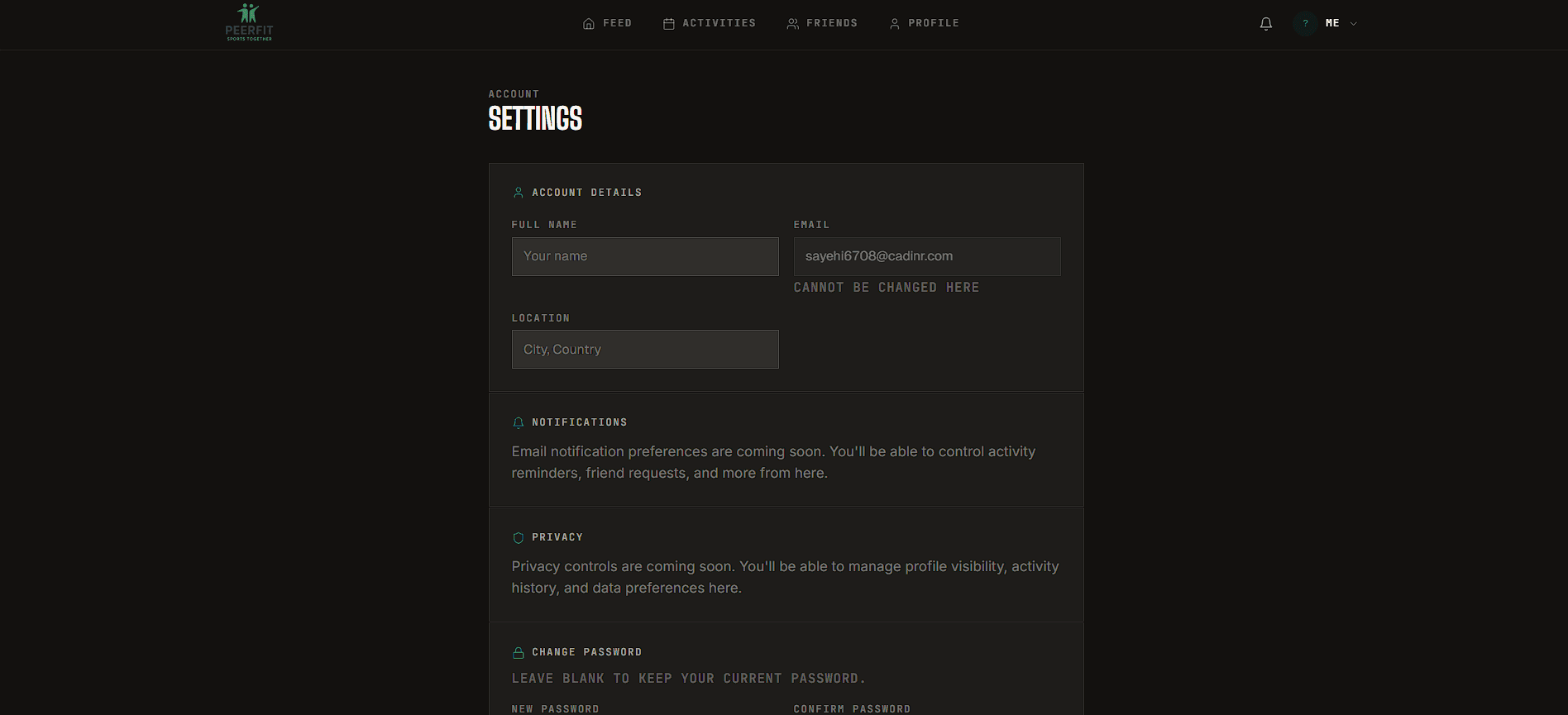 PeerFit v2 - settings