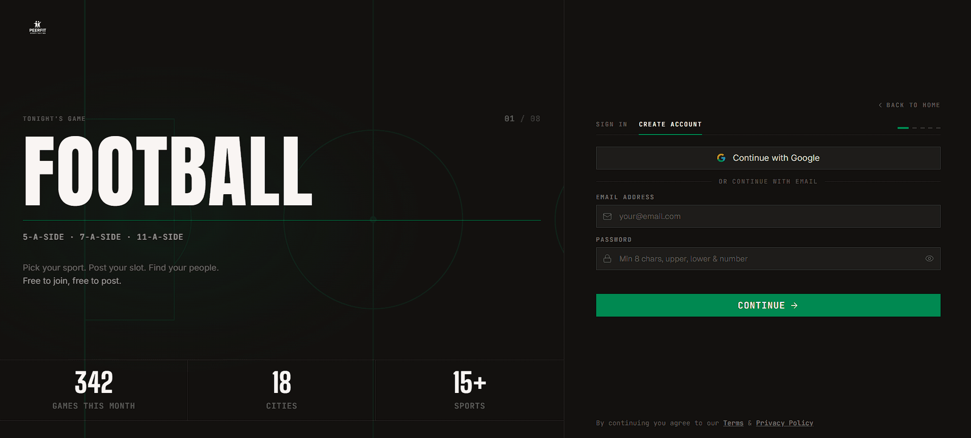 PeerFit v2 - signup