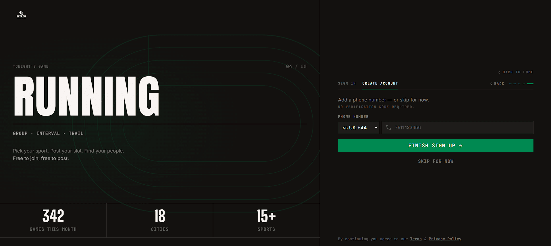 PeerFit v2 - signup step 5