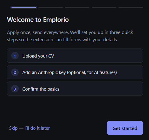 Emplorio - welcome step 1