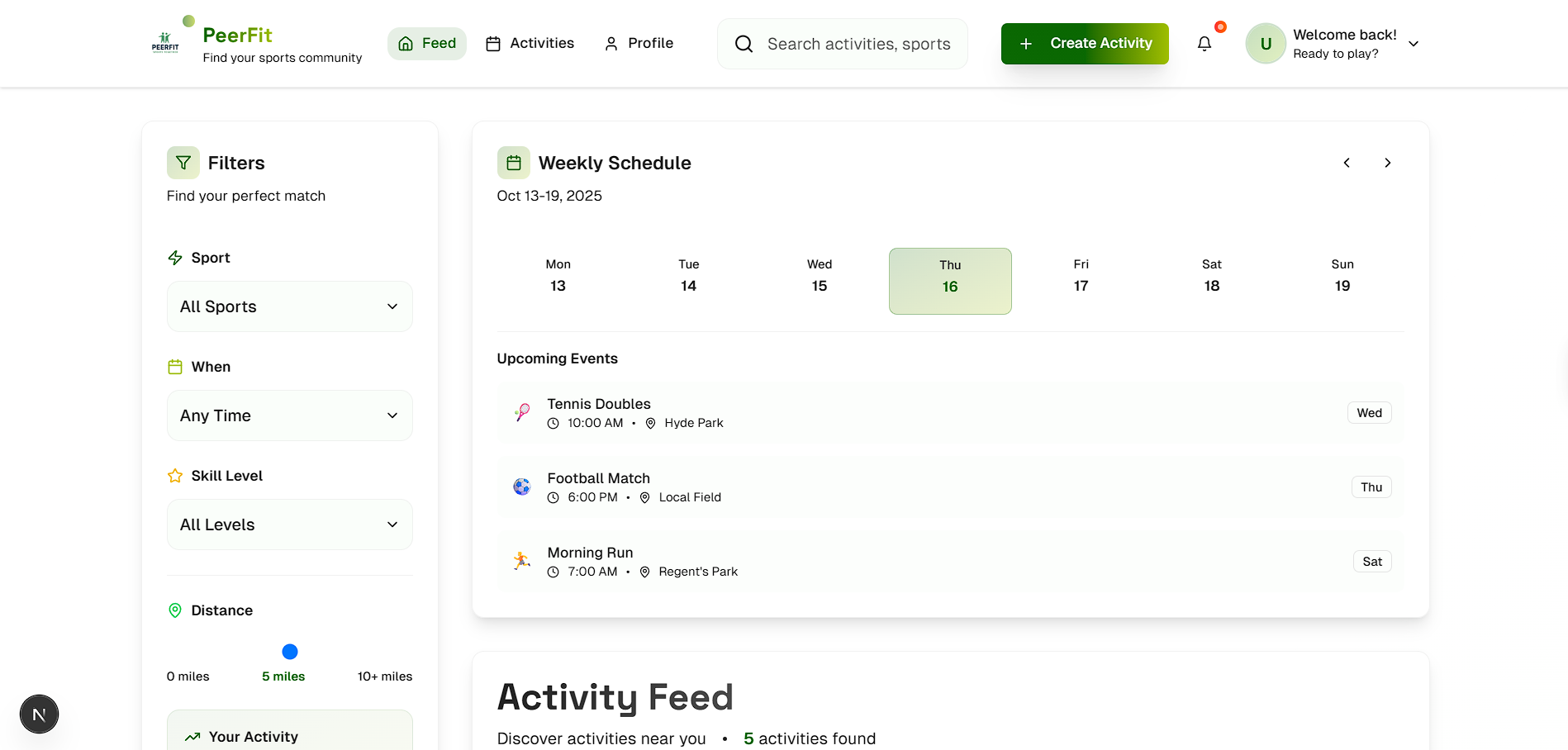 PeerFit v2 - feed