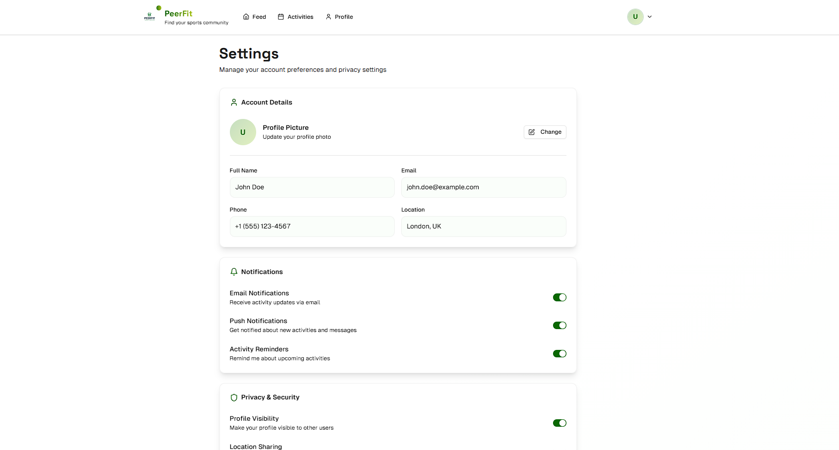 Peerfit v2 settings